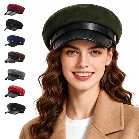 Cyglowse Chauffeur Hat for Men Women Classic Vintage Newsboy Cap Costume Hats Beret Cap Army Green One Size