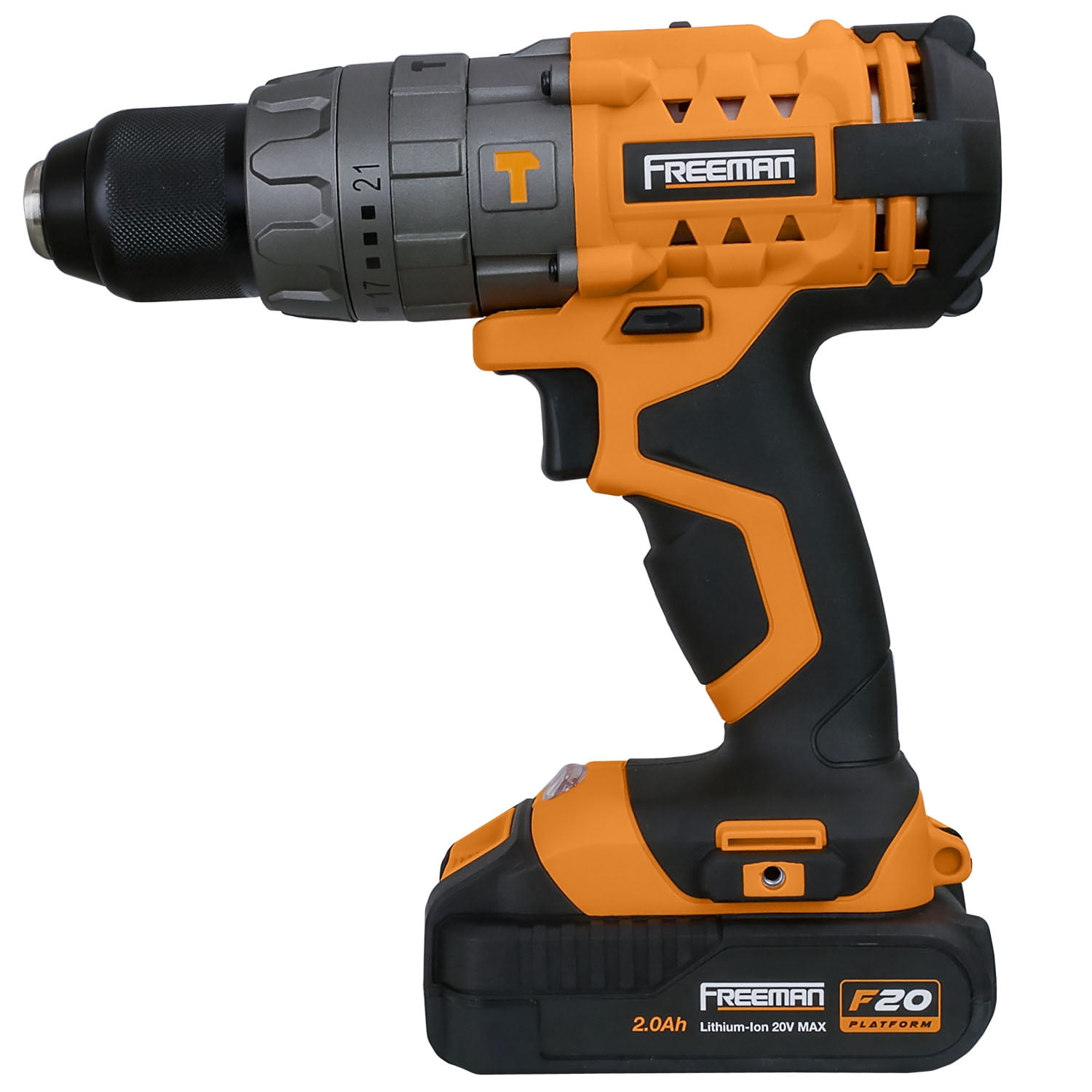 Freeman PECCKT 20 Volt Cordless Hammer Drill, Impact Driver, and LED Light Combo Kit with Lithium-Ion Batteries, Charger, and Bag