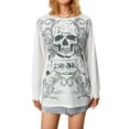 thumbnail image 1 of Gureui Women Fairy Grunge Graphic Long Sleeve Tops Casual Vintage Gothic Print Round Neck Aesthetic Pullover Shirt Blouse 90s Streetwear, 1 of 10