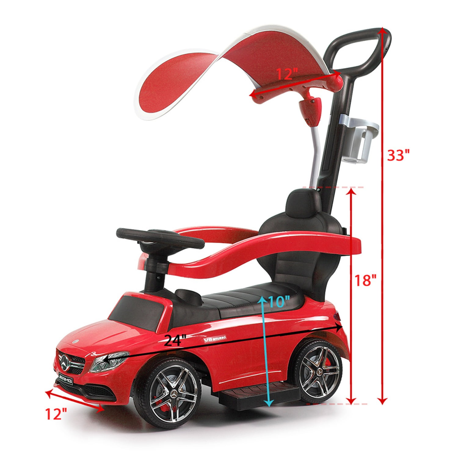 CIPACHO Kids Ride On Push Car, 3 in 1 Convertible Baby Toddler Stroller, Kids Vehicles Toy for Children Boys and Girls, Red CIPACHO Kids Ride On Push Car, 3 in 1 Convertible Baby Toddler Stroller, Kids Vehicles Toy for Children Boys and Girls, Red