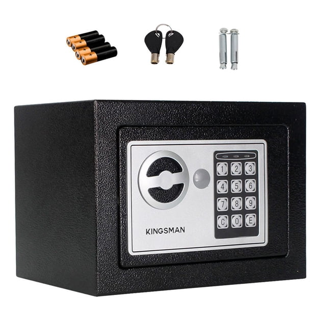 Caja Fuerte Negra De Seguridad Digital Con Llave Pequeña negro 1 Kingsman KMCF23N