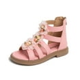 thumbnail image 3 of BUWTTER Sandals for Girls Kids Summer Flowers High Top Roman Zipper Little Child Big Kids Open Toe Hollow Out Breathable Red Sandals Size 9-9.5 Y, 3 of 5