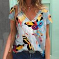 thumbnail image 2 of Blusa de manga corta con cuello en V informal para mujer a la moda, camisetas de verano Fridja  bn3881, 2 of 5
