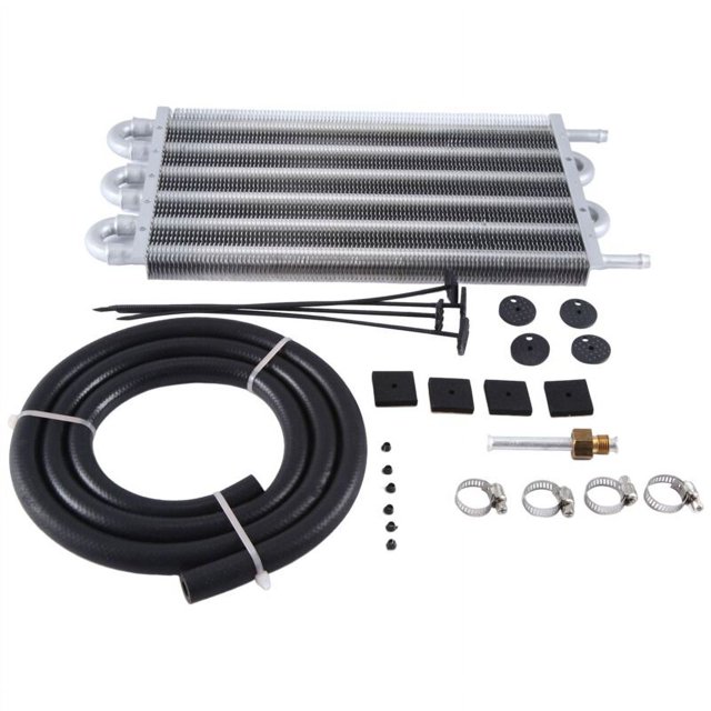 Condensador de radiador de caja de cambios, tanque de transmisión, universal, plateado