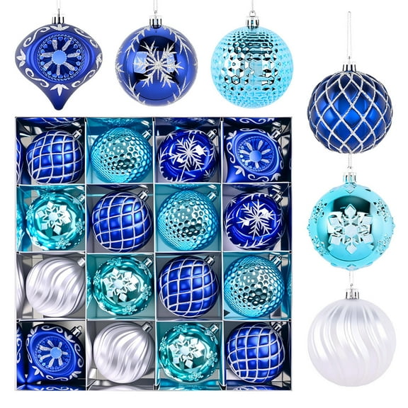 VWRXBZ Christmas Balls, 1set 16pc Christmas Tree Decorative Gift Peacock Electroplated Plastic Painted Christmas Balls for Xmas Tree Gift Party Decoration