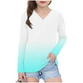 thumbnail image 2 of Piuwrlz Long Sleeve T-Shirt for Kids Girls Boys Cotton Shirts Printed V-neck V-neck T Shirt Tops Mint Green Size 9 Years, 2 of 7