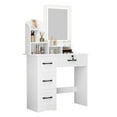 thumbnail image 3 of Jnismy Makeup Desk with Mirror, Large Vanity Desk with 6 Opening Shelves, 4 Drawers, Makeup Vanity Table with Light, Bedroom Dressing Table (White), 3 of 12