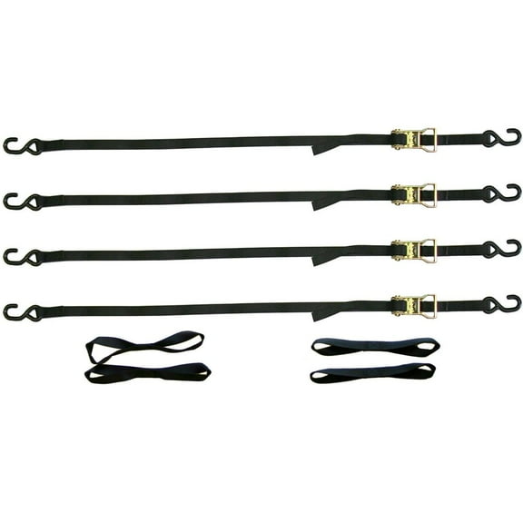 4-Ratchet 1in Motorcycle Tie-Down Straps