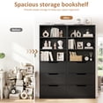 thumbnail image 3 of Walsunny Bookshelf with 3 Large Drawers 71" Wooden Storage Bookcase with 3 Display Shelves for Living Room Home Office Black, 3 of 7