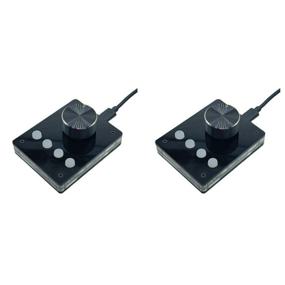 2X Multimedia Programmable Keyboard USB Knob Custom Mini Macro Volume Controller (Small White Button)