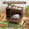 thumbnail image 4 of Cat Litter Box Enclosure,Mid-Century Hidden Litter Box Furniture with Cat Scratch Pad,Litter Box Cabinet with Flip-Down Opening Door Cat Washroom End Table,Brown, 4 of 9