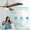 thumbnail image 3 of 52" Ceiling Fans with Lights, Remote Control Reversible Ceiling Fan, Quiet DC Motor 3 Blade Wood Ceiling Fans 6 Speed Levels, for Patio Living Room, Bedroom, Office, Indoor, Walnut, 3 of 9