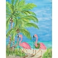 thumbnail image 2 of DeRice, Julie 12x14 Black Ornate Wood Framed with Double Matting Museum Art Print Titled - Flamingo Christmas II, 2 of 4