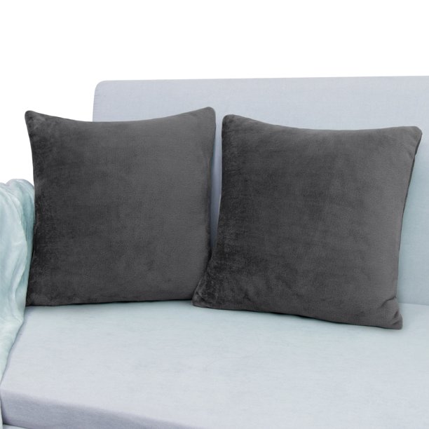 PAVILIA Decorative Throw Pillow Covers, Set of 2, 18x18, Solid Dark Gray Square Pillow Case