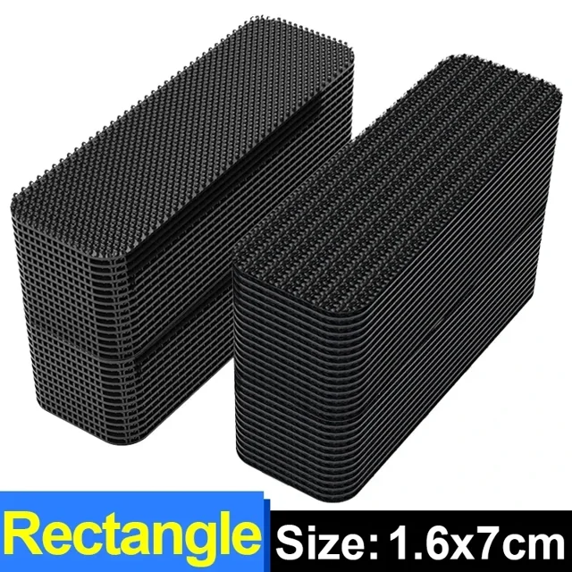 100/2Pcs Carpet Fixing Stickers Self-Adhesive Hook And Loop Fastener Double Faced Car Floor Mats Fixed Patch Carpet Sheet Tapes Rectangle-(Black) 2PCS-(1 Pair)