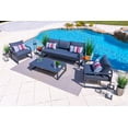 thumbnail image 4 of Juno 4-Piece Large Aluminum Sofa Set for Outdoor Conversation Sofa Set for Patio with Three Seat Sofa, Two Armchairs, and Coffee Table (Charcoal, 4 Piece), 4 of 11