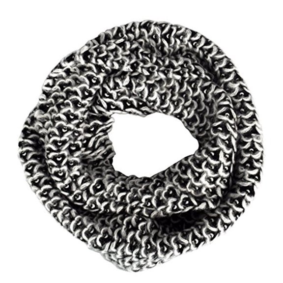 Peach Couture Chevron Design Hand Knit Multicolor Thick Chunky Versatile Infinity Loop Scarves (White)