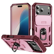 Dteck Case for iPhone 17 Pro, Shockproof Impact Resistant Magnetic for Car Holder with Slide Lens Protective Ring Stand Holder Hybrid Hard Rugged Cover, B