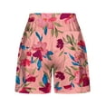 thumbnail image 4 of LEBONYARD Womens Shorts Clearance $5,Women Summer Printed Lace Up Elastic Pocket Casual Shorts Hot Pink S, 4 of 5