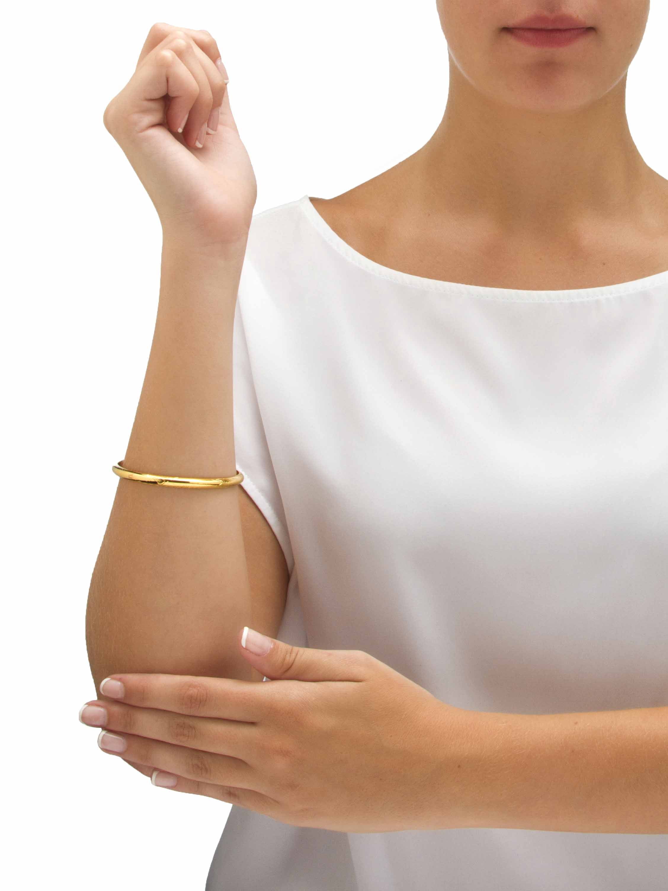 PalmBeach Jewelry Etched Bangle Bracelet in 18k Yellow Gold Over .925 Sterling Silver 7" Length