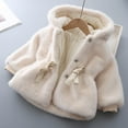 thumbnail image 2 of ZyeKqe Newborn Infant Baby Girls Winter Coat Fuzzy Fleece Long Sleeve Hooded Jackets Plush Warm Outwear, 2 of 5