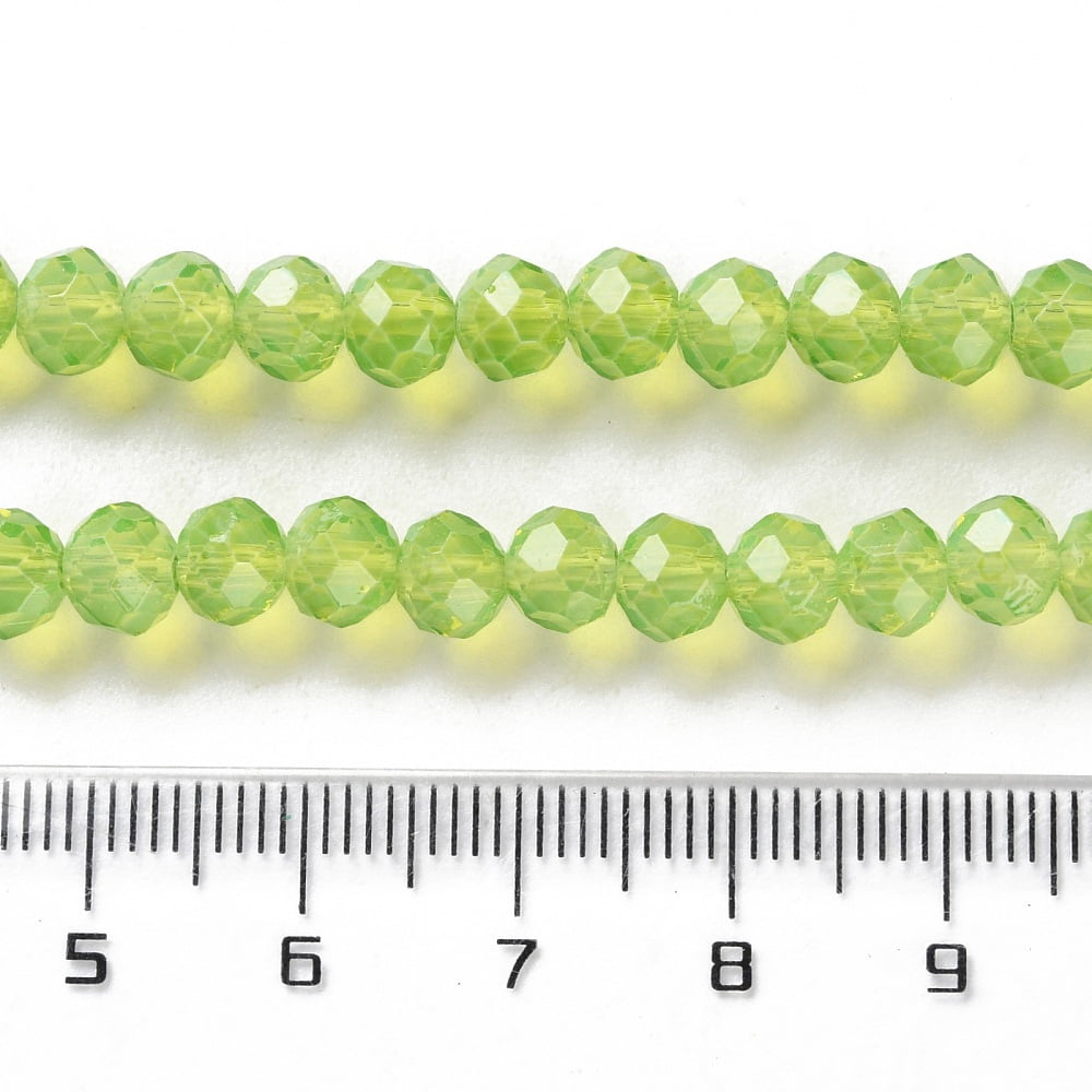 20Strand Baking Painted Transparent Glass Beads Strands Imitation Opalite Faceted Round Yellow Green 6x5mm Hole: 1.3mm about 84pcs/strand 16.57''(42.1cm)