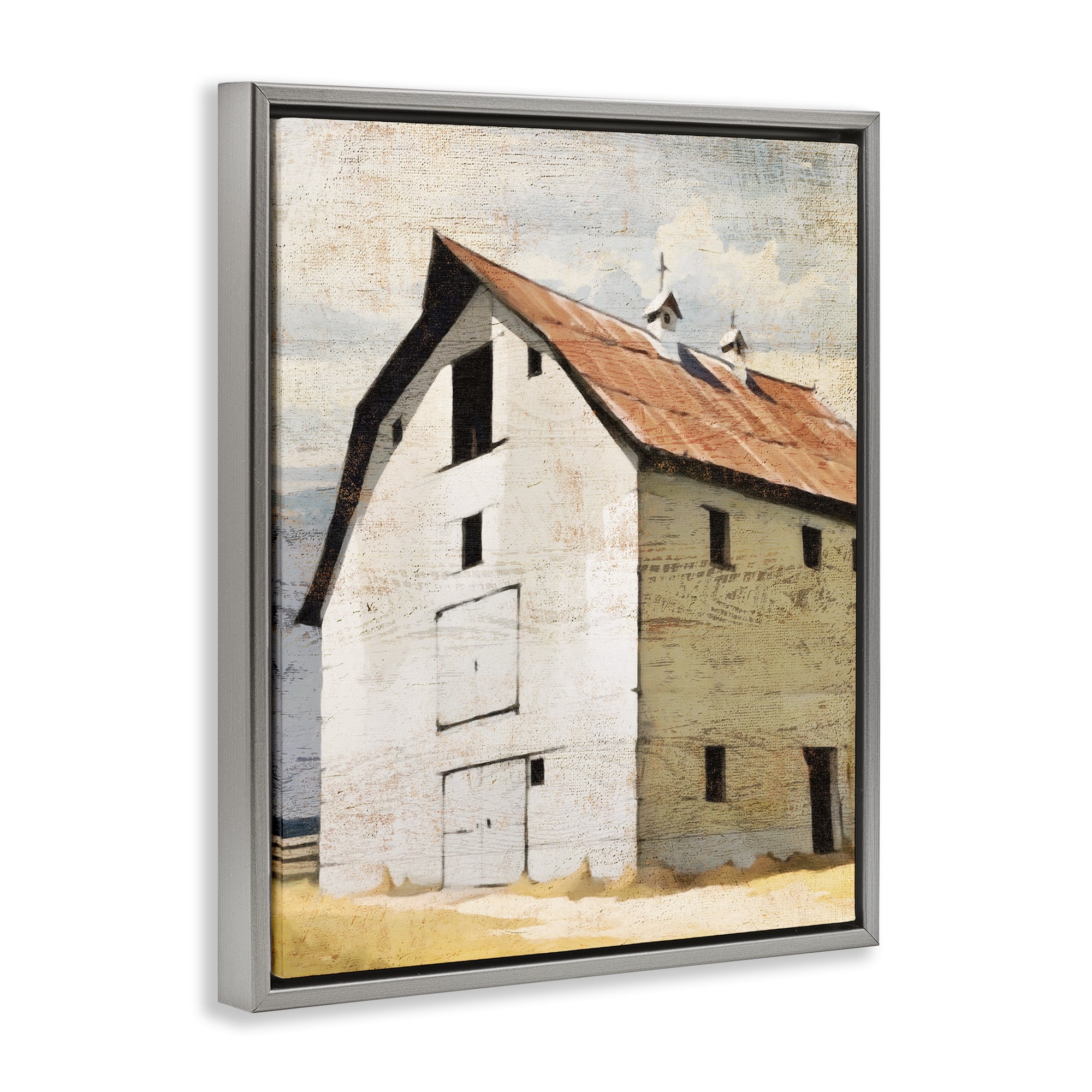 Stupell Industries Rustic Big Barn Red Gray Framed Floater Canvas Wall Art, design by Susan Jill