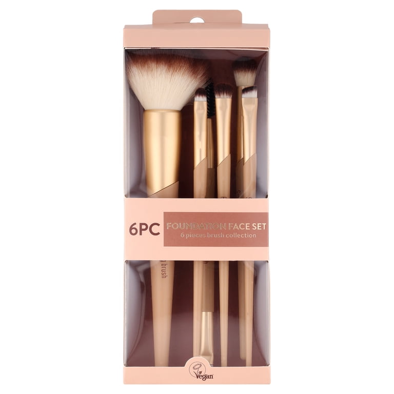 Six-Piece Foundation Makeup Brush Set, Gold photo 2