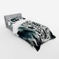thumbnail image 2 of Ambesonne Nature Art Bedding Set 3 Pcs, Mountains Nordic Floral, TwinXL, Dark Petrol Blue White, 2 of 2