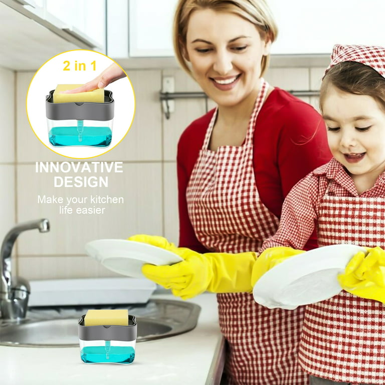 Cuisinart Round Kitchen Soap Dispenser Sponge Brush Holder 3-in-1