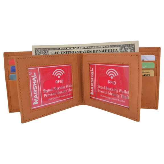 RFID Blocking Bifold Leather Mens Multi Credit Card ID Holder Wallet