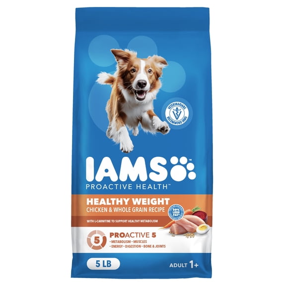IAMS Proactive Health Healthy Weight Adult Chicken & Whole Grain Recipe Dry Dog Food, (4) 5 Lb Bags