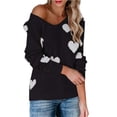 thumbnail image 2 of Aoochasliy Womens Sweaters Pullover Clothes Oversized V Neck Love Printing Casual Loose Knit Tops, 2 of 6
