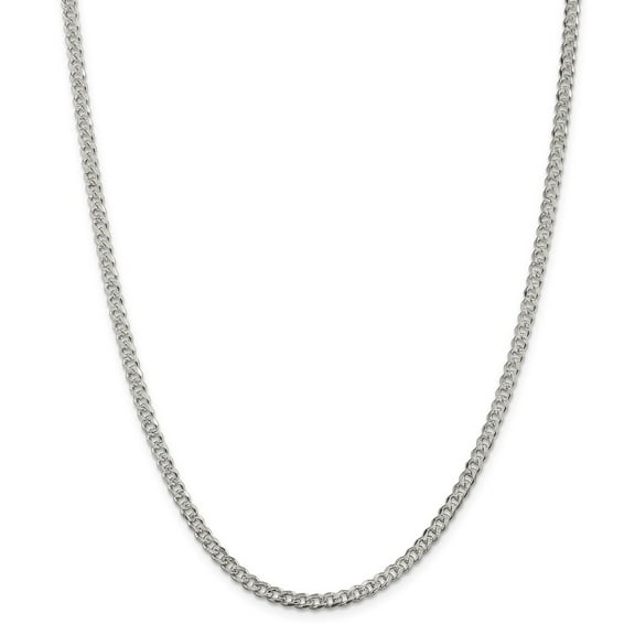 925 Sterling Silver 4mm Pave Curb Chain; 26 inch; Lobster Clasp; for Adults and Teens; for Women and Men