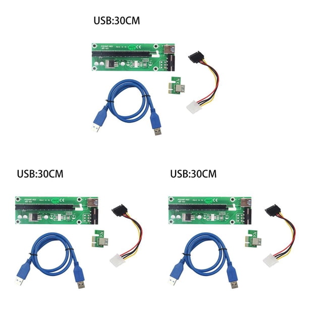 Langgg 6pcs Ver003 60cm Usb 3.0 pci e Extender Pci Riser Card 1x To 16x Sata To 4pin Ide Power For Machine Green 30CM 3Set