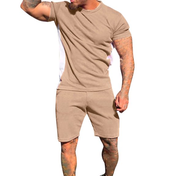 Summer Savings Clearance! Edvintorg Men's Sets Summer 2023 New Solid Beach Shorts T-Shirt Sportswear Casual Clothing Outfit Oversized Clothing 2 Pieces Tracksuit