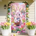 thumbnail image 4 of Sahpxhe Happy Easter Banner Door Cover, Colorful Bunny and Egg Themed Porch Sign, Large Front Door Wall Backdrop for Indoor Outdoor Spring Party Decorations 70.8 x 35.7 inch Multicolor, 4 of 6