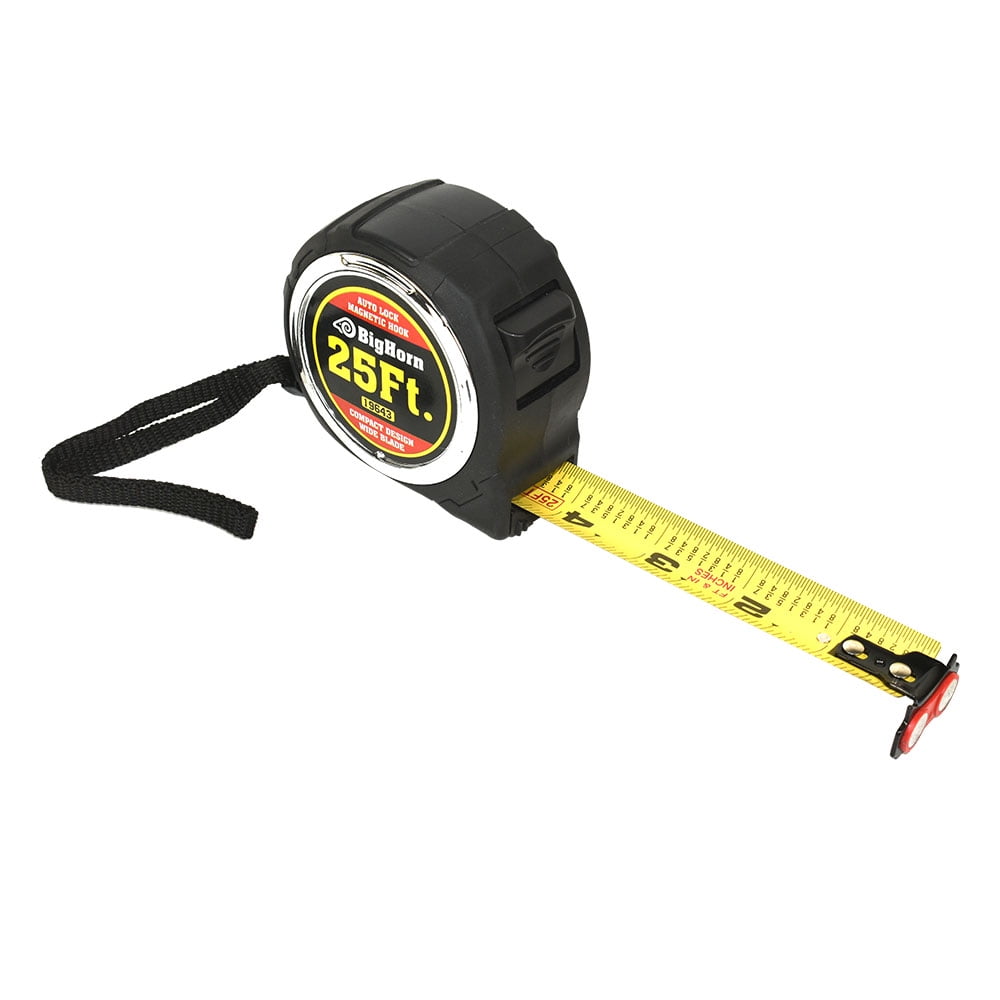 Big Horn 19643-12Pk 25 Ft. Compact Auto Lock Tape Measure With Magnetic Hook - Pack of 12
