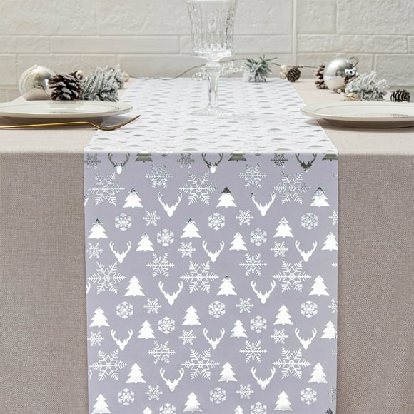 Christmas Deer Table Runner Cloth Hot Velvet Polyester Table Flag Year Printed Christmas Holiday Gathering Table Flag