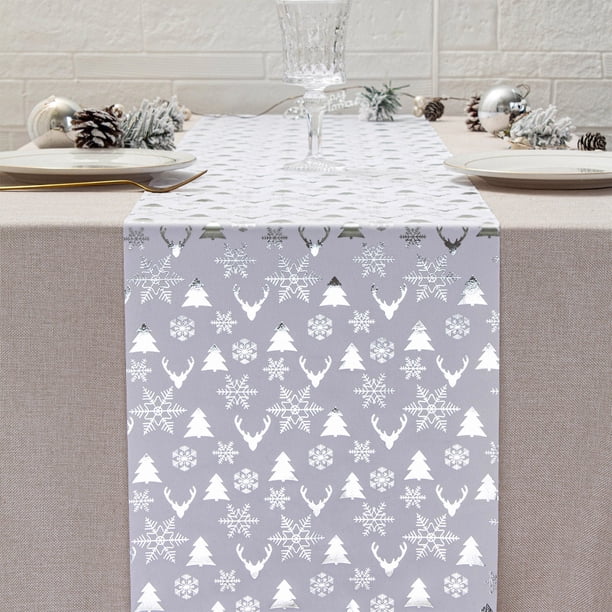 pstuiky Camino de mesa navideño con diseño de ciervo de terciopelo y poliéster ideal para reuniones navideñas y fiestas.
