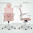 thumbnail image 3 of HOMCOM Ergonomic Office Chair with 4D Lumbar Support, Headrest, Pink, 3 of 10