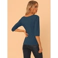 thumbnail image 4 of CamiseAjustaCon Cuello Redondo Y Mangas Al Codo PaMujer Azul oscuro L, 4 of 6