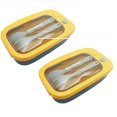 thumbnail image 1 of Oleegame 2PC Bathtub Drain Stopper Box Compartment Japanese Lunch Box With Spoon And Fork 2 Tier Stackable Lunch Containers For Kids And Adults Blue, 1 of 5