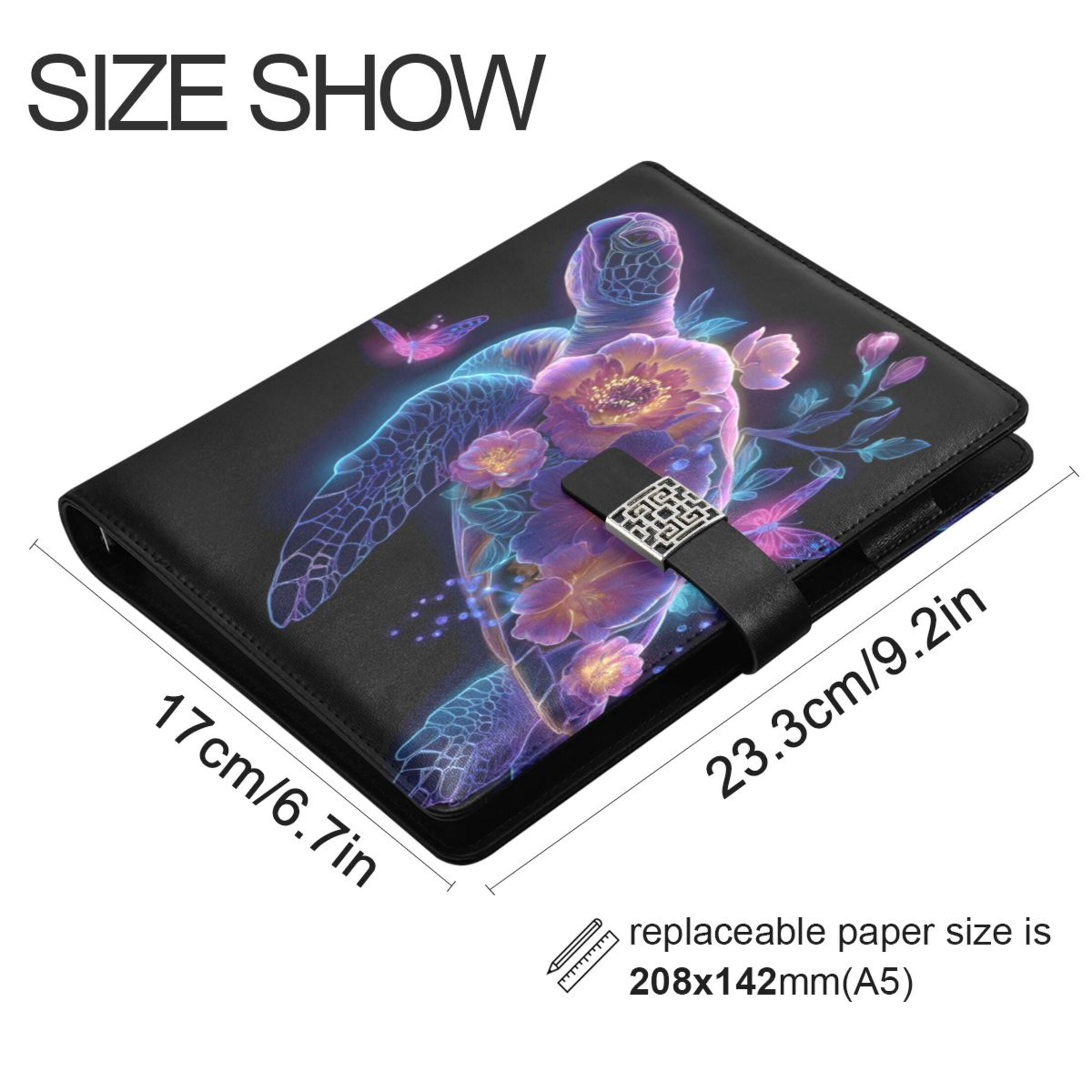 Leather Planner Leather Notebook Notebook Journal Binder Design Pen Pocket Design Convenient for Storage Purple Turtle