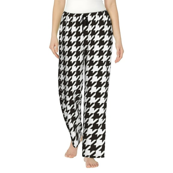 Honiee Houndstooth Black And White for elegant Women's Lounge Pants and Pajama Pants, crafted for ultimate comfort in your sleepwear essentials-Small