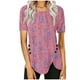 thumbnail image 1 of Blusas de Manga Corta para las Mujeres Botón Impreso Cuello Redondo Top Casual, Blusas para las Mujeres Casual, 1 of 6