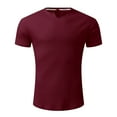 thumbnail image 5 of MIXUE Shirts For Men Summer Solid Color V Neck Short Sleeve Slim Fit Casual Pullover Tops Tshirts Activewear,Red,S, 5 of 6