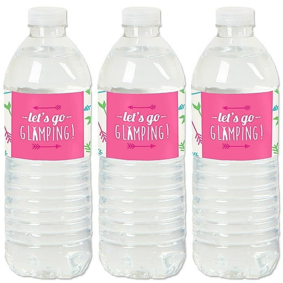Big Dot of Happiness Let's Go Glamping - Camp Glamp Party or Birthday Party Water Bottle Sticker Labels - Set of 20