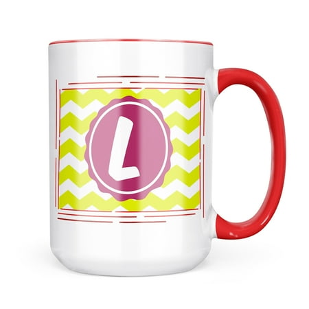 

Neonblond Monogram L Lime Green Chevron Mug gift for Coffee Tea lovers
