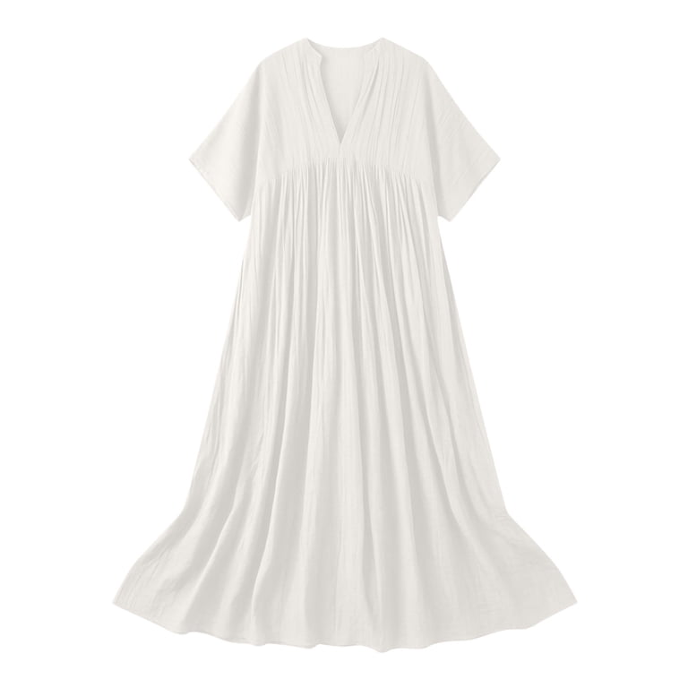 summer season linen blend maxi dress white Clodeeu Women's Sleeveless Linen Blend Maxi Dress, Casual V Neck Loose Fit Summer Dress White,Women's Plus XL
